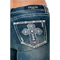 thumbnail image 1 of Grace in LA Women's Embroidered Cross Daisy Flower Bootcut Stretch Jeans (34, Blue Stonewash), 1 of 3