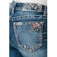 thumbnail image 1 of Grace in LA Women's Floral Embellish Embroidered Skinny Fit Stretch Jeans (26, Blue Stonewashed), 1 of 3