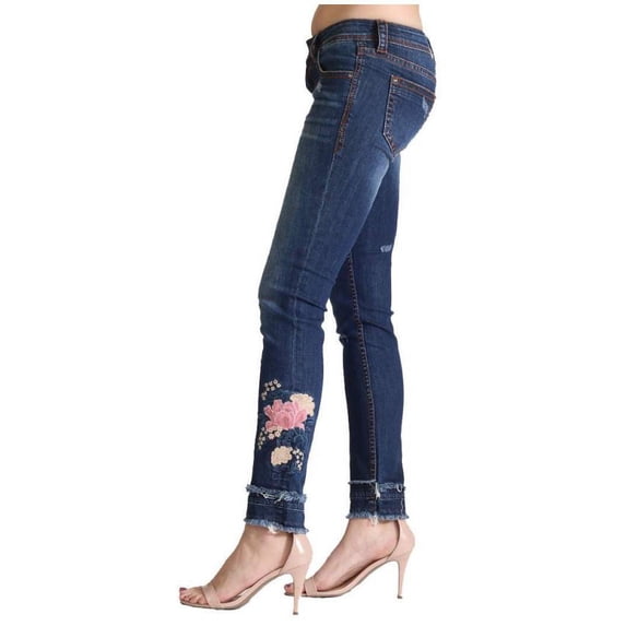 Grace in LA Women's Floral Embroidered Junior Fit Skinny Stretch Jeans (26)