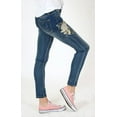 thumbnail image 1 of Grace in LA Women's Floral Embroidered Junior Skinny Fit Stretch Jeans (25), 1 of 3