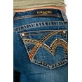 thumbnail image 1 of Grace in LA Women's Heavy Stitch Embroidered Pockets Stretch Bootcut Jeans (33, Blue), 1 of 3