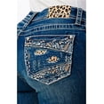 thumbnail image 1 of Grace in LA Women's Leopard Insert Embroidered Distressted Bootcut Stretch Jeans (31), 1 of 3