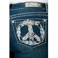 thumbnail image 1 of Grace in LA Women's Peace Sign Feather Rose Floral Embroidered Bootcut Jeans (25, Dark Blue), 1 of 3