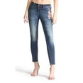 thumbnail image 1 of Grace in LA Women's Pink Floral Embroidered Skinny Fit Stretch Jeans (25), 1 of 3