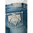 thumbnail image 1 of Grace in LA Women's Western Aztec Eagle Embroidered Stretch Bootcut Jeans (25, Blue), 1 of 3