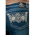 thumbnail image 1 of Grace in LA Women's Western Aztec Embroidered Pockets Stretch Bootcut Jeans (25, Blue), 1 of 3