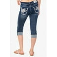 thumbnail image 1 of Grace in LA Women's Western Feather Embroidered Crystal Embellished Capri Stretch Jeans (28), 1 of 3