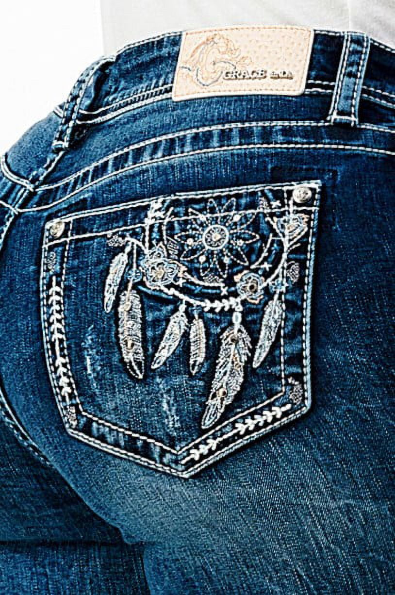 Distressed Stretch Bootcut Pants
