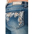 thumbnail image 1 of Grace in LA Women's Western Feather Embroidered Stonewashed Bootcut Jeans (28, Blue), 1 of 3