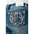 thumbnail image 1 of Grace in LA Women's Western Horseshoe & Horse Embroidered Bootcut Stretch Jeans (31, Blue Stonewashed), 1 of 3