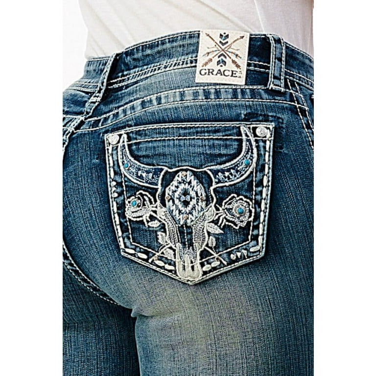 Grace in LA Women's Western Steer Cow Head Embroidered Grace in LA Women's Western Steer Cow Head Embroidered