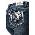 thumbnail image 1 of Grace in LA Women's Western Steer Head Rhinestone Embroidered Bootcut Stretch Jeans (28), 1 of 3