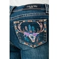 thumbnail image 1 of Grace in LA Women's Western Steerhead Rose Feather Embroidered Bootcut Jeans (25, Blue Stonewash), 1 of 3