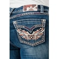 thumbnail image 1 of Grace in LA Women's Wing Star Faux Flap Pocket Embroidered Stretch Bootcut Jeans (25, Blue), 1 of 3
