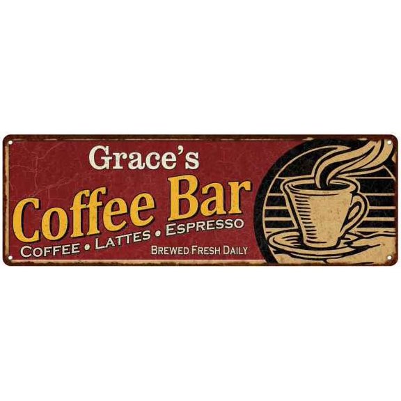 Grace's Coffee Bar Red Sign Kitchen Gift 8x24 108240006115