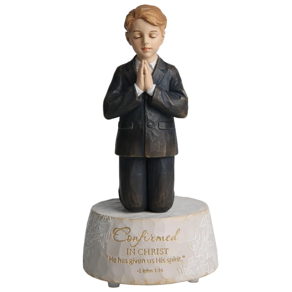 Grace4Joy Music Box Figurines, Confirmation Religious Musical, Hand Painted Catholic Confirmation Gifts Music Box for Birthday, Baby Shower, Baptism Y101