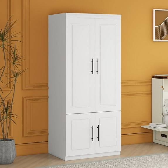 GraceGrove Armoire Wardrobe Closet with 2 Doors, 71" High Bedroom Wardrobe Closet with 2 Storage Cabinets, White Clothes Wardrobe Cabinet for Bedroom, Wooden Wardrobe Cabinet Closet, Clothes Cabinet