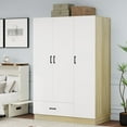 thumbnail image 1 of GraceGrove Wooden Armoire Wardrobe Closet with 3 Doors, 69" High Bedroom Wardrobe Closet with 3 Closet Drawers, Clothes Cabinet Closet Wardrobe for Bedroom with Hanging Rod, Armoires and Wardrobes, 1 of 1