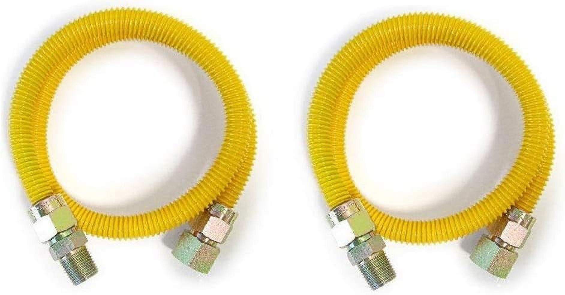 GraceHome-US 18-Inch Yellow Epoxy Coated SS Corrugated Gas Flex Connector (3/4" MIP x 3/4" FIP, 5/8" OD) - Flexible Natural Gas Line for Water Heater, Range, Dryer, Stove, Grill