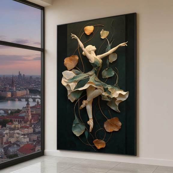 Graceful Ballerina Floral Ballet Decor Wall Art