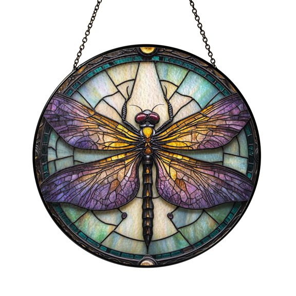 Graceful Blue Dragonfly Stained Glass Window Hanging, Nature Inspired Suncatcher