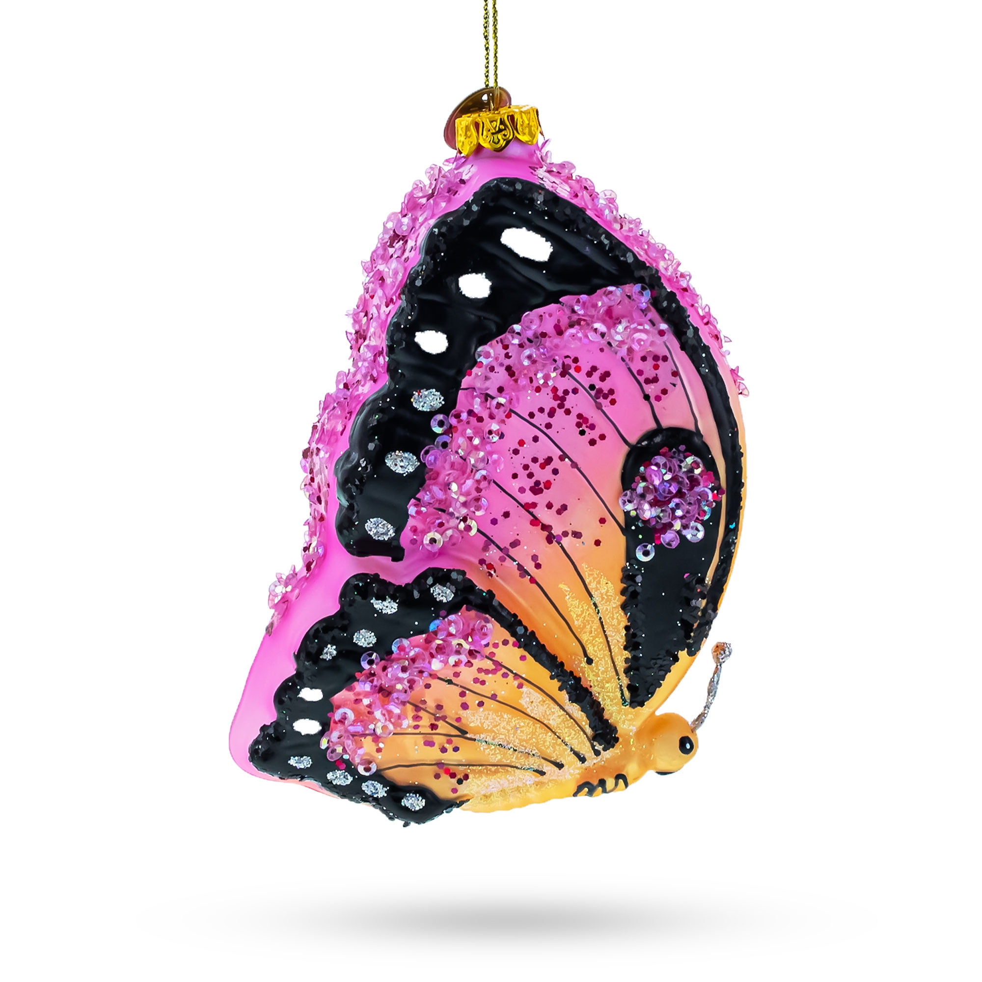 Graceful Butterfly Blown Glass Christmas Ornament