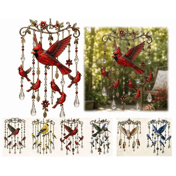 Graceful Cardinal Wind Chime, Outdoor Hanging Wind Chime Decoration, Exquisite Pattern Design For Garden Patio Balcony, Great Gifts For Mom Grandma And Nature Enthusiasts