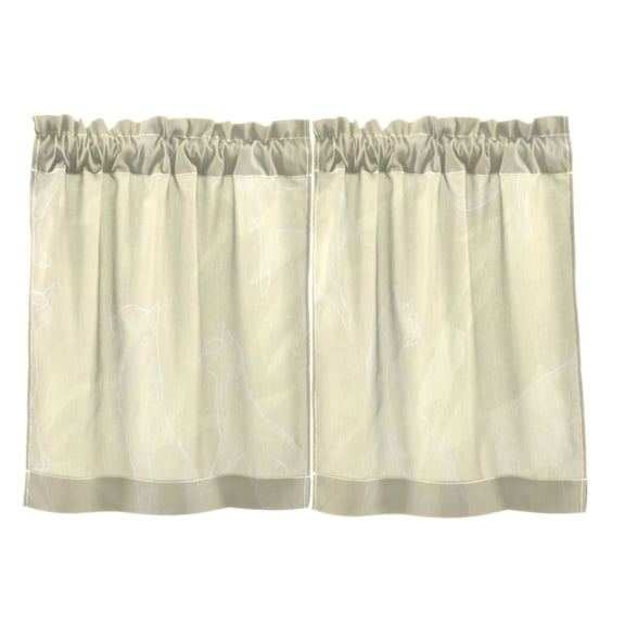 Graceful Cat Silhouettes 27"x36" Linen Look Cafe Curtain Set with Privacy and UV Protection