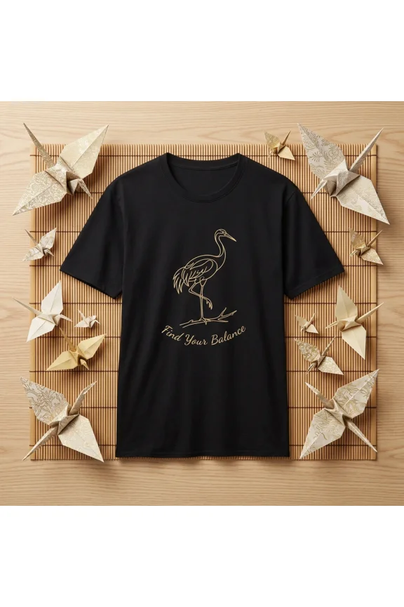 Graceful Crane Minimalist Graphic Tee