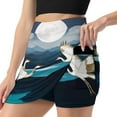 thumbnail image 1 of Graceful Cranes Moonlight Reflections Women's Shorts Non-Slip Single Pocket A-line Trouser Skirt Summer Shorts Casual Shorts for Women, 1 of 7