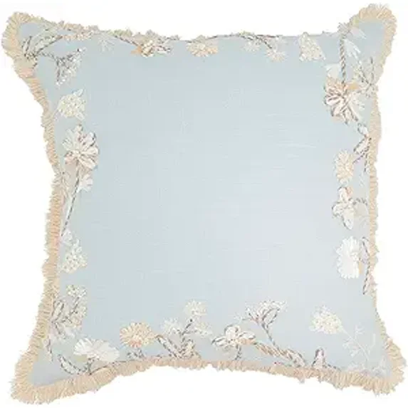 Graceful Embroidered Floral Down Filled Pillow