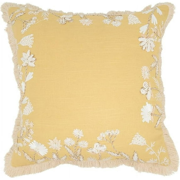 Graceful Embroidered Floral Poly Filled Pillow