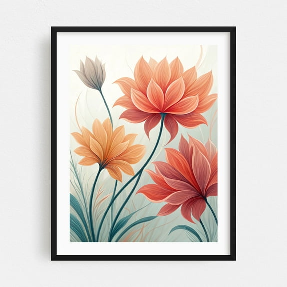 Graceful Floral Bloom Illustration Floral Flowers Botanical Modern