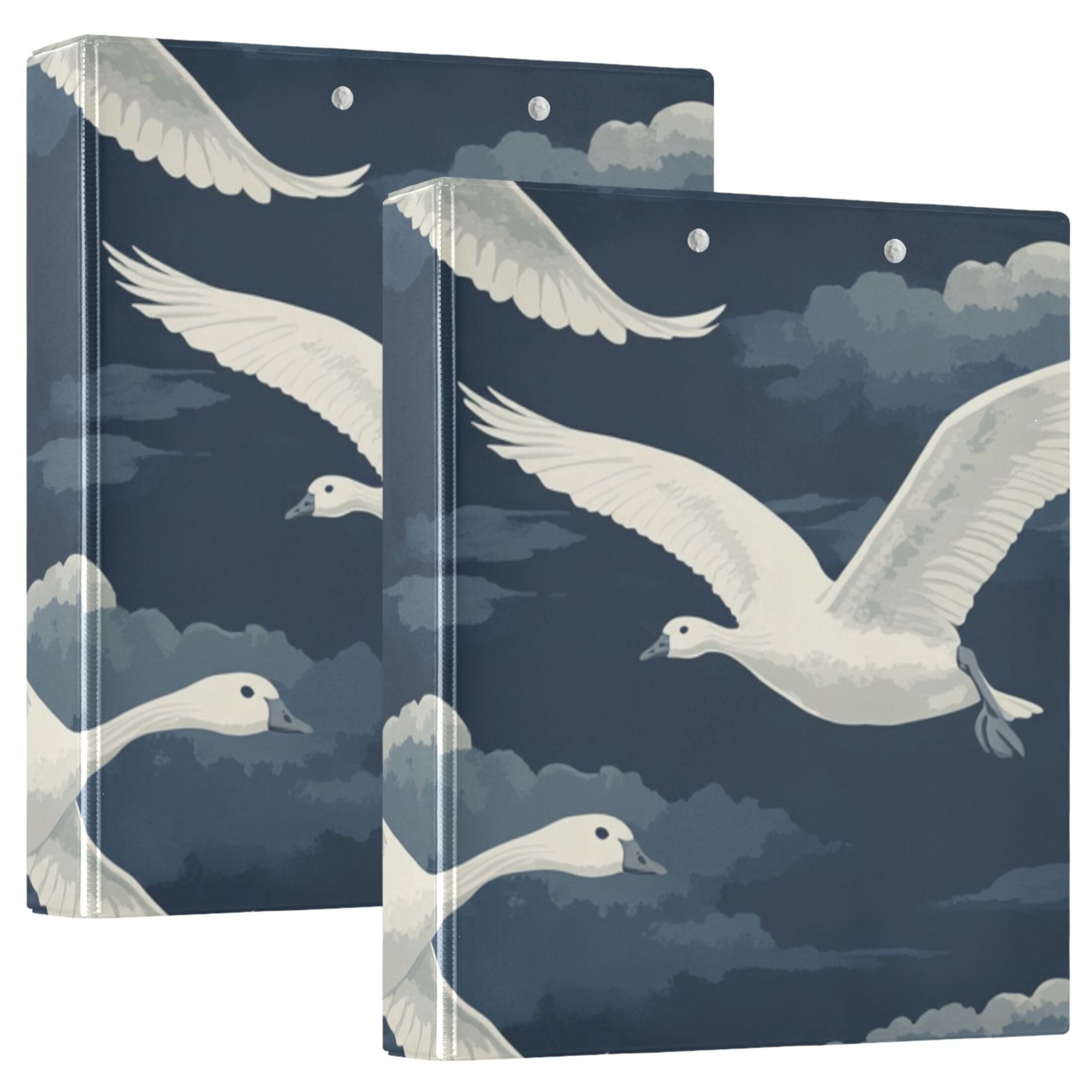 Graceful Geese 3 Ring Binders 1.5 inch Hardcover File Folders with Interior Pockets A4 Size Organizer for School Office Hospital