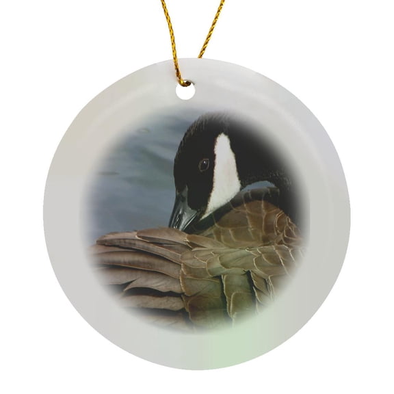 3drose, Graceful Grooming, Goose, Circle Porcelain Ornament
