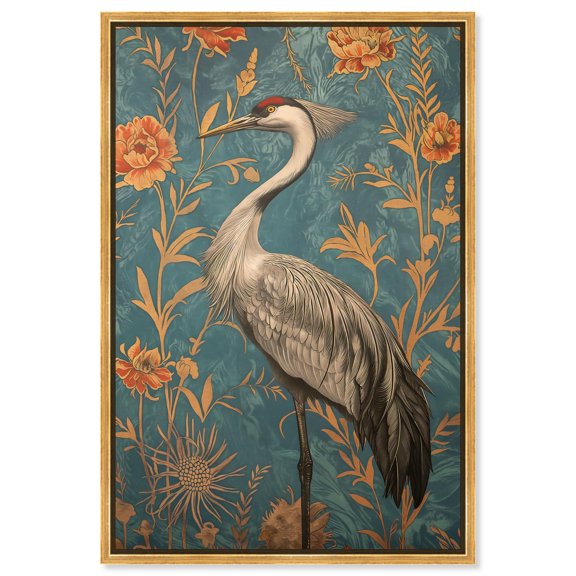 Graceful Grus Gaze Canvas Elegant Crane Art by Art Remedy, Gold Frame, 16 x 24