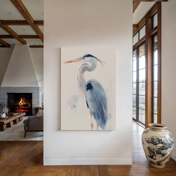 Graceful Heron Watercolor Style Art Elegant Bird Painting Coastal Wildlife Print Nature Lovers Decor Heron Elegant Bird Decor Wall Art Modern Wall Decor