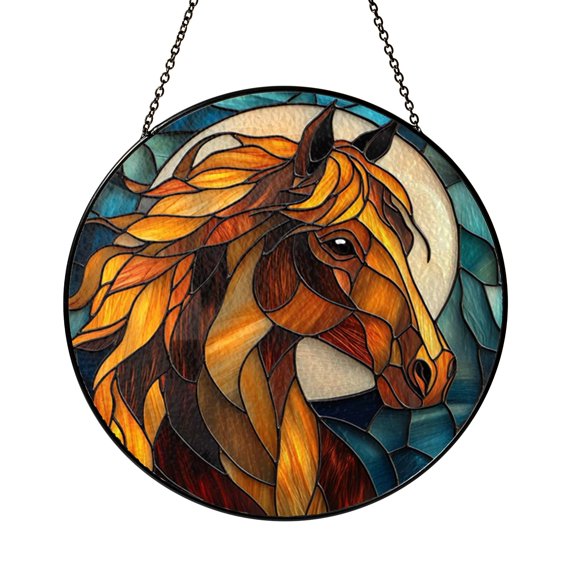 Graceful Horse Silhouette Window Sun Catcher, Bright Stained Glass Style Hanging Decor, Ranch Inspired Home Gift