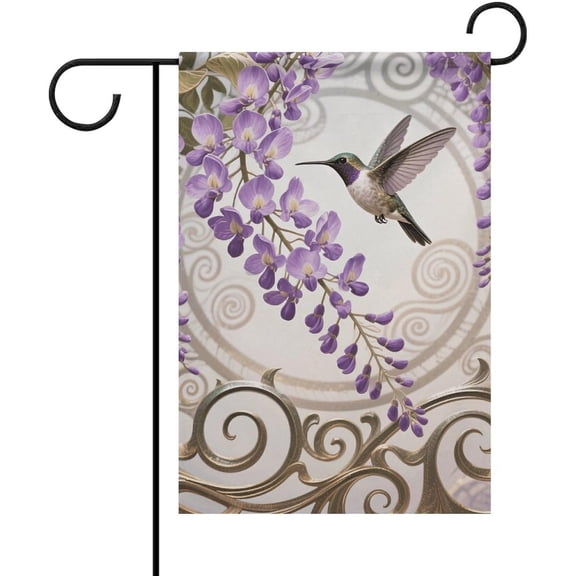 Graceful Hummingbird Garden Flag 12x18 Inch Vintage Funny Spring Outdoor Flag Double Sided Farmhouse Yard Banner for Patio Lawn House Holiday Party Decor