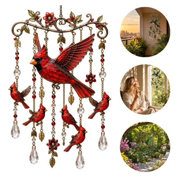 Graceful Hummingbird Wind Chime - Graceful Bird Wind Chime Crystal Suncatcher Hanging Decor,Style B