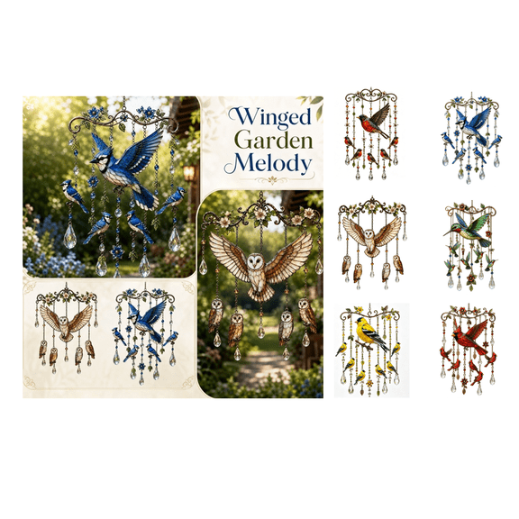 Graceful Hummingbird Wind Chime, Hummingbird Wind Chimes for Outside, Metal Hanging Wind Chimes with Crystal Pendants for Garden Yard Decor,Hummingbird Wind Chime (Barn Owl)