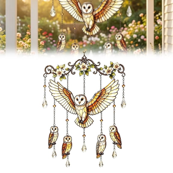 Graceful Hummingbird Wind Chimes Outdoor Stained Glass Crystal Sun Catcher Wind Chime Garden Patio Porch Hanging Bird Yard Decoration Memorial Gift for Women Grandma (A, 1PC)