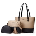 thumbnail image 1 of Graceful Lady 3 piece Tassel Handbag Set - Tan, 1 of 1