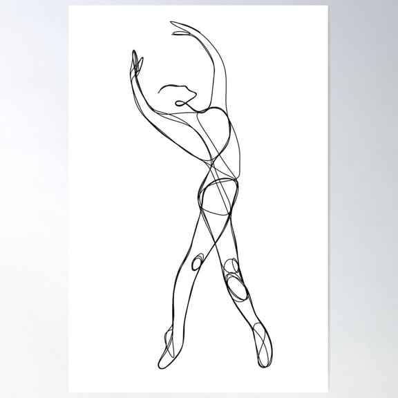 Graceful Lines: One Line Art Of A Ballet Dancer Poster Wall Art, Modern Wall Decor For Living Room Bedroom, 8x12 UNFRAMED