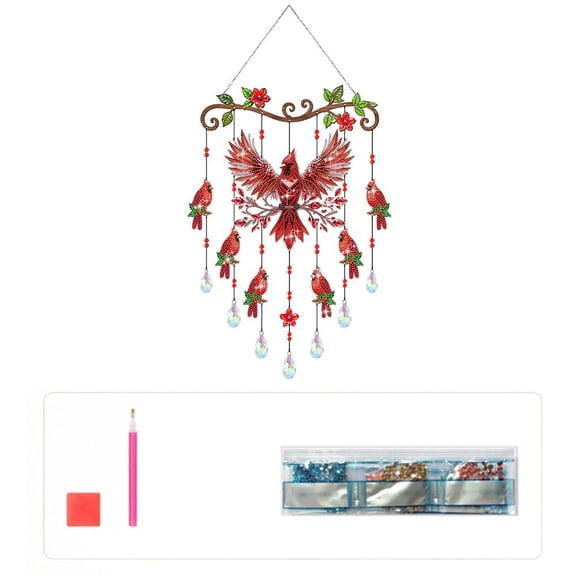 Graceful Metal Cardinal Wind Chimes Wind Chimes for Yard, Outdoor Memorial Garden Decor, Colorful Bird Yard Decorations Outdoor, Memorial Gardening Gift for Women Grandma