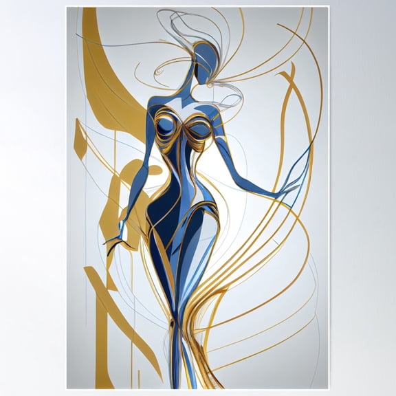 Graceful Movement: Abstract Female Form Poster Wall Art, Modern Wall Decor For Living Room Bedroom, 8x12 UNFRAMED