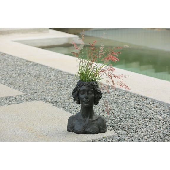 Hi-Line Gift Ltd 77132-A Graceful Muse Classic Lady Head Plant Stand Statue
