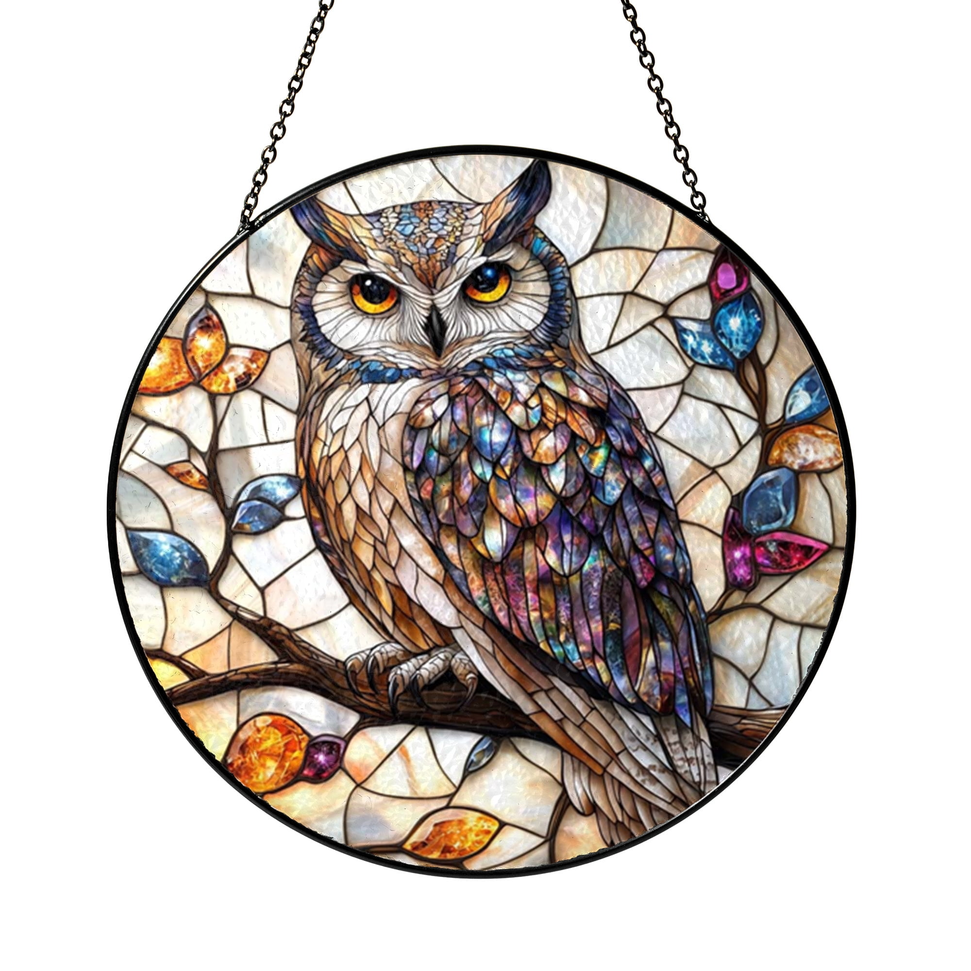 Magic Cclothes Graceful Opal Forest Owl and Magic Crystals Glass Suncatcher Decor ...