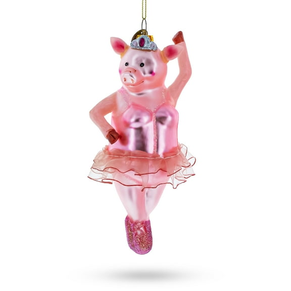 Ballerina Pig Glass Christmas Ornament