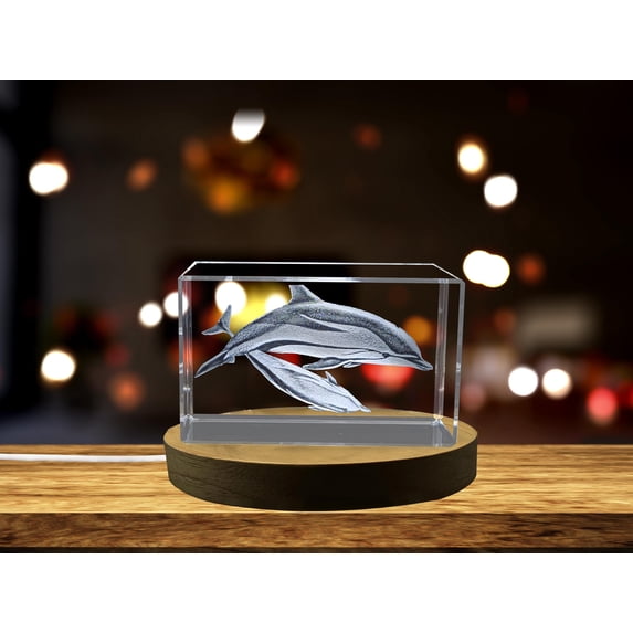 Graceful Striped Dolphin Sculpted in Shimmering Crystal Collector's Statue